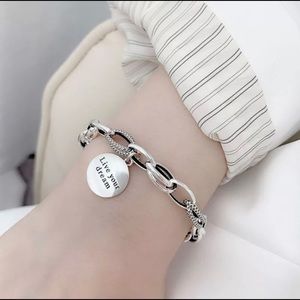New 925 Sterling Silver Fashion Thick Chain Charm Adjustable Bracelet